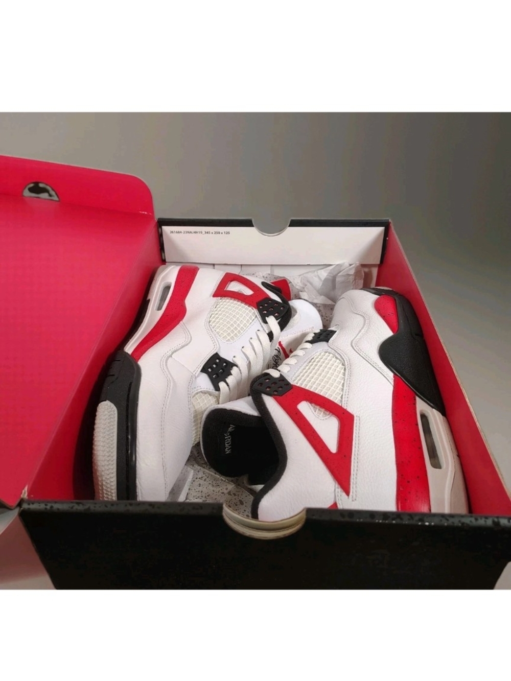 Jordan 4 IV Retro Red Cement White Black DH6927-161 Men's 9.5 Og All - Picture 13 of 14